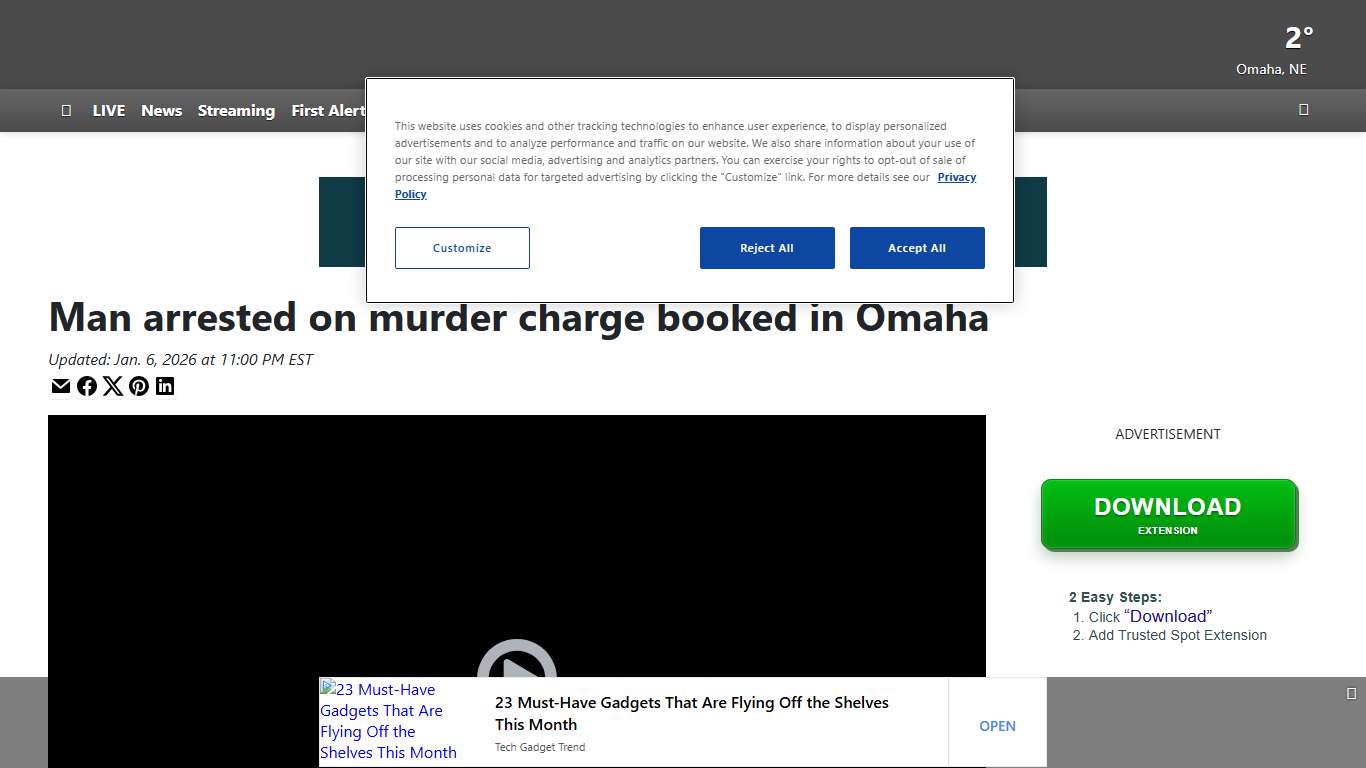 Man arrested on murder charge booked in Omaha