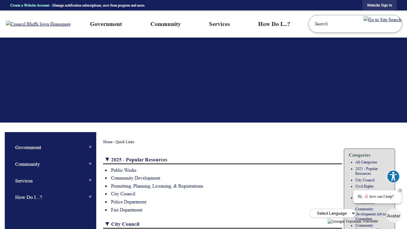 Quick Links • Council Bluffs, IA • CivicEngage